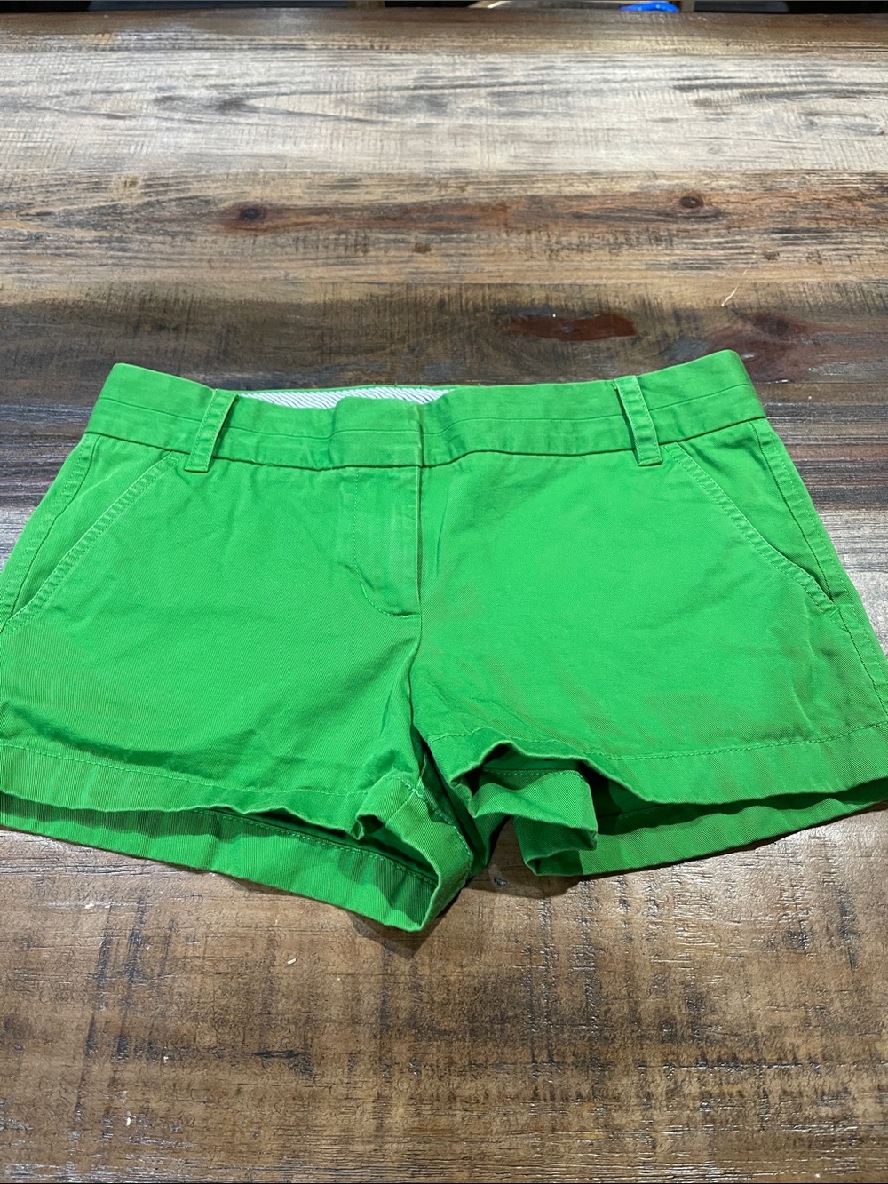 J. Crew Bright Green High-Waist Cotton Shorts